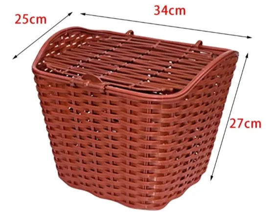 CANASTO PLASTICO CON VARILLA MARRON