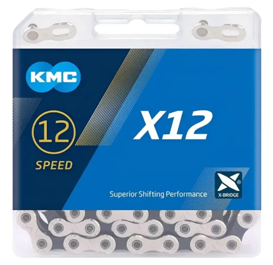 CADENA KMC X12 VEL SILVER BLACK 126 L en caja